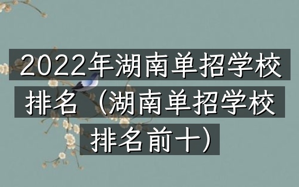 2022年湖南单招学校排名（湖南单招学校排名前十）