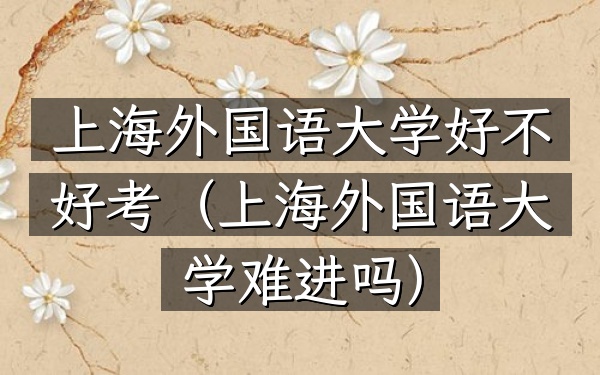 上海外国语大学好不好考(上海外国语大学难进吗)