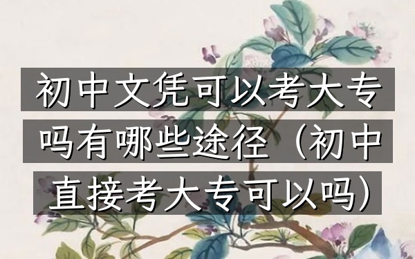 初中文凭可以考大专吗 有哪些途径(初中直接考大专可以吗)