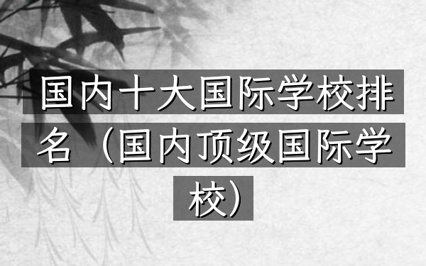 国内十大国际学校排名（国内顶级国际学校）