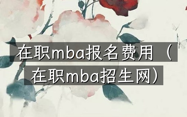在职mba报名费用(在职mba招生网)