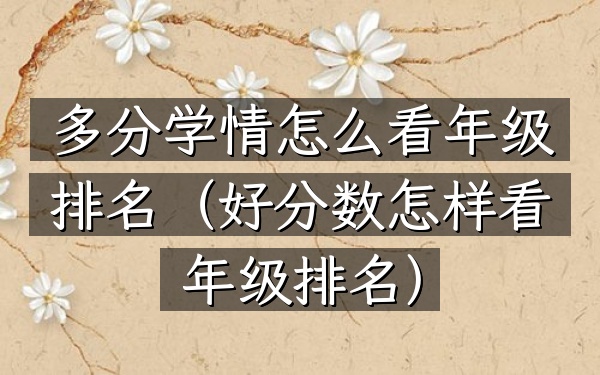 多分学情怎么看年级排名（好分数怎样看年级排名）