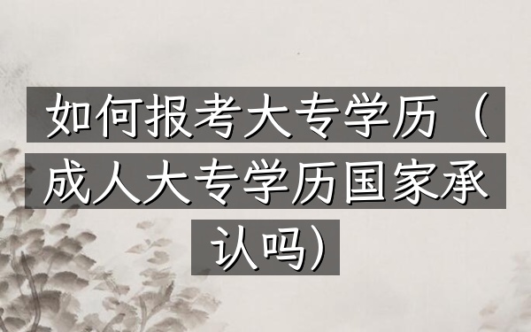 如何报考大专学历(成人大专学历国家承认吗)