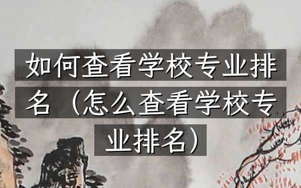 如何查看学校专业排名（怎么查看学校专业排名）
