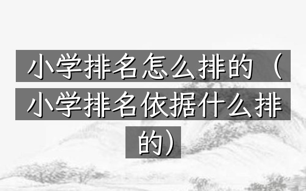 小学排名怎么排的（小学排名依据什么排的）