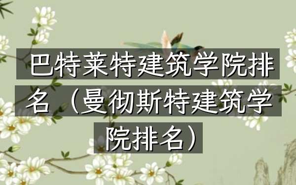 巴特莱特建筑学院排名（曼彻斯特建筑学院排名）