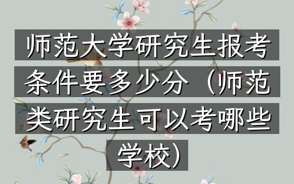 师范大学研究生报考条件要多少分(师范类研究生可以考哪些学校)