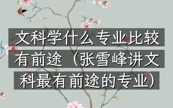 文科学什么专业比较有前途(张雪峰讲文科最有前途的专业)