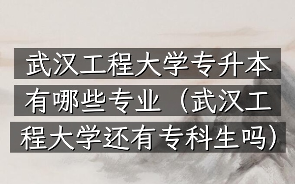 武汉工程大学专升本有哪些专业(武汉工程大学还有专科生吗)