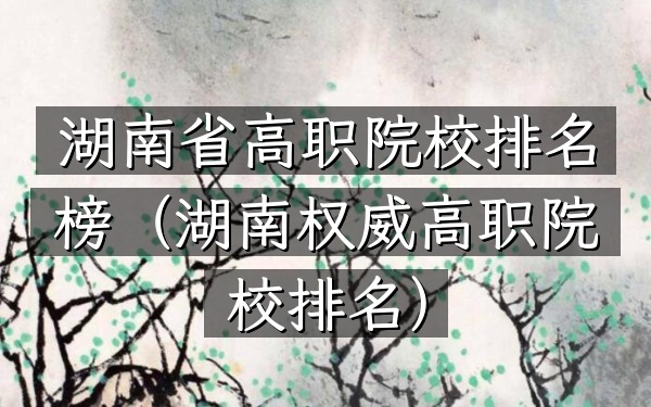 湖南省高职院校排名榜（湖南权威高职院校排名）