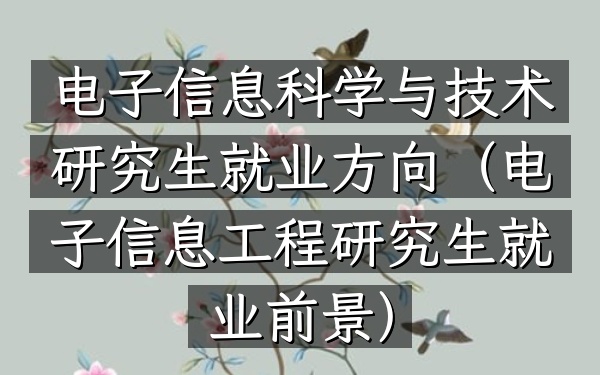 电子信息科学与技术研究生就业方向(电子信息工程研究生就业前景)