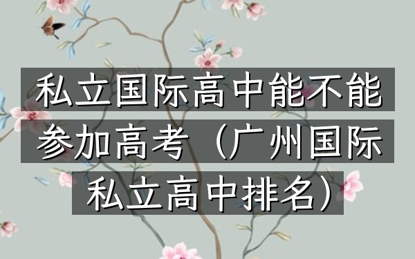 私立国际高中能不能参加高考(广州国际私立高中排名)