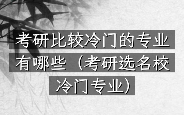 考研比较冷门的专业有哪些(考研选名校冷门专业)