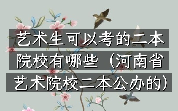 艺术生可以考的二本院校有哪些(河南省艺术院校二本公办的)