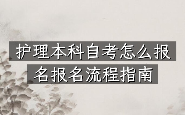 护理本科自考怎么报名（报名流程指南）